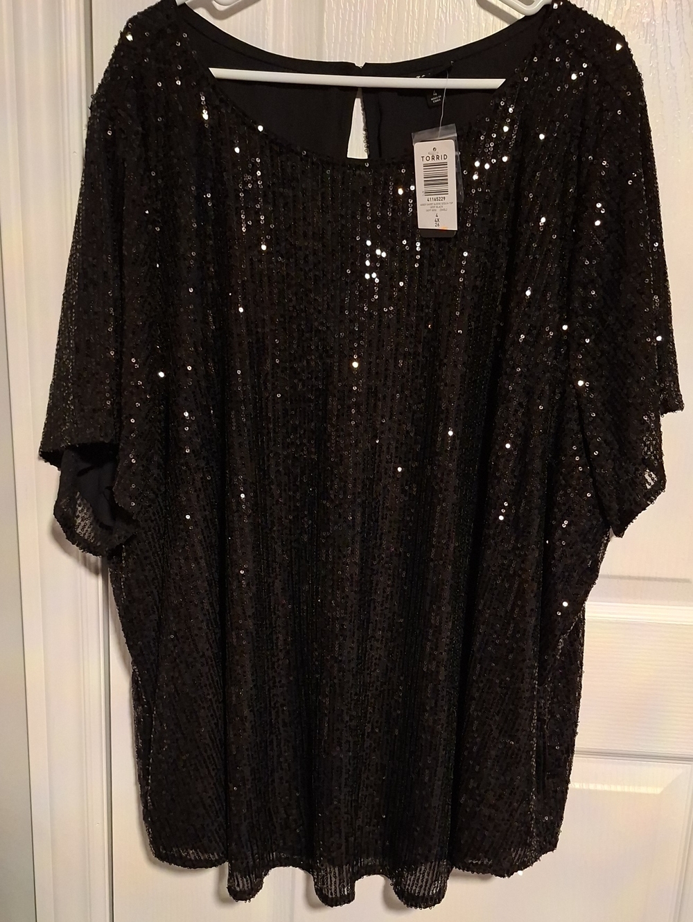 torrid Black Sequin Short Sleeve Pullover Top